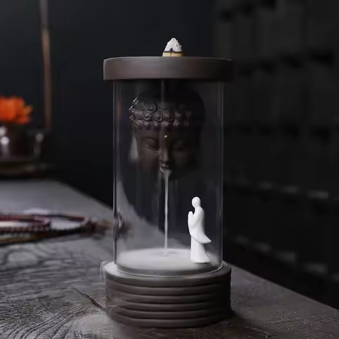1pc, Buddha Monk Backflow Incense Burner Windproof Incense Holder Censer Aromatherapy Diffuser Creat
