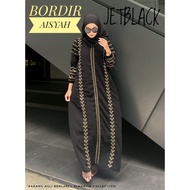 Alkhatib Collection Abaya embroidery Aisyah Gamis Black jetblack saudi