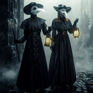 - Halloween Adult Couple Medieval Steampunk Plague Doctor Costume Beak Mask