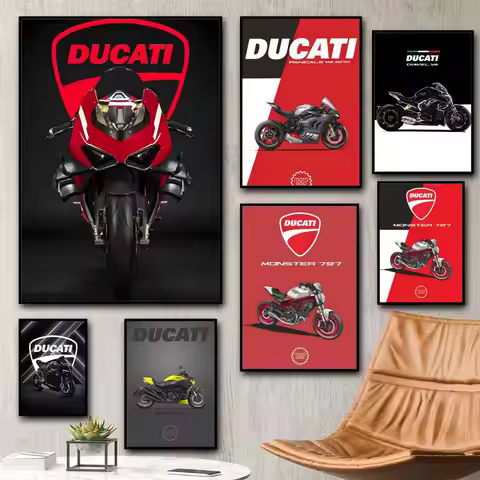 Motorcycle Bike D-Ducati V4 YZR M1 Painting Calligraphy HD Canvas Poster living room bedroom bar aes