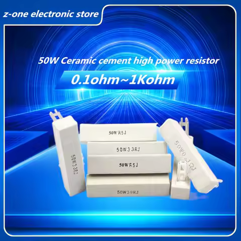 50W Ceramic cement high power resistor 0.1ohm~1K 0.2 0.22R 0.5 1 1.5 2 2.5 3 4 5 6 8 10 15 20 25 50 
