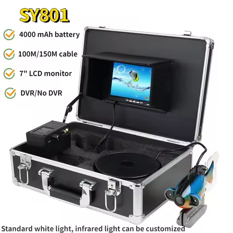 SY801 Underwater Fishing Camera 7" LCD Deep Water Fish Shape Fish Finder Underwater Video Camera Ice