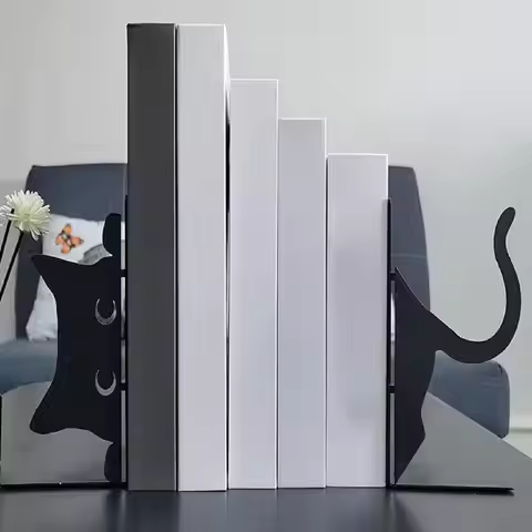 Cute Cat Bookends Decorative Book Holder for Shelf Farmhouse Living Room