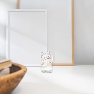 [bonprix7g] Glass Piggy Bank with Cat Design Clear Money Saving Jar Animal Sculpture for Room Table 