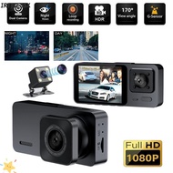 IRTJIFSSX Vehicle Recorder, IR Night Vision 360° View Car DVR,  HD Recording 3 Channels Car Dashcam 