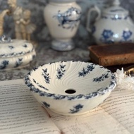 40814-迷人法國古董U&C SARREGUEMINES瀝水香皂瓷盤