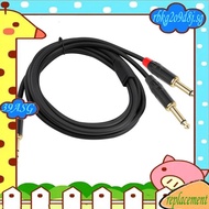 39A- 6.35mm Stereo to 2 Mono 6.35 Male Mono Y-Splitter Insert Cable 1/4 Inch Male Jack to Dual 1/4in