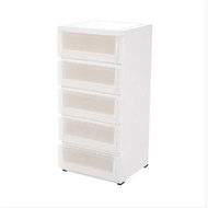 5-Tier Plastic Drawer Storage Cabinet With Wheels Size 43x43x94 Cm. White