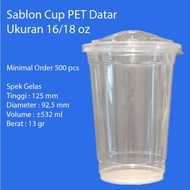 16 Oz Flat PET Cup Screen Printing with Lid