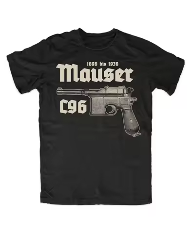 Mauser C96 Premium T-Shirt Gun 08, Parabellum, Self-Loading Pistol Men TShirt Short Sleeve Casual 10