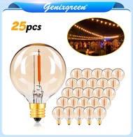 25Pcs G40 LED Edison Bulb Clear Amber Smoke Glass Cover Decoration LED String Light Bulb E12 1W Outd