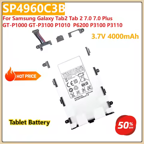 SP4960C3B Tablet Battery 3.7V 4000mAh For Samsung Galaxy Tab2 Tab 2 7.0 7.0 Plus GT-P1000 GT-P3100 P