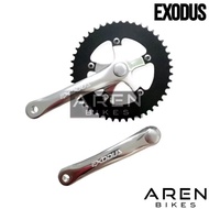 CRANK SINGLE 44T 46T EXODUS ALLOY CHROME SEPEDA FIXIE MTB BALAP FIXED MTB GEAR 44 46 T ALUMUNIUM SIL