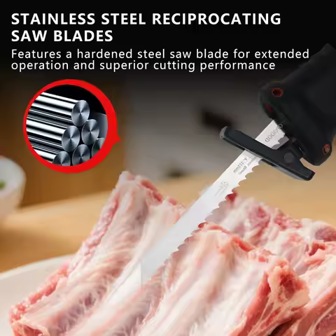 MORETOPGOOD 5PCS Stainless Steel Reciprocating Saw Blades for Frozen Meat Bone Cutting, 6/9/12 Inch 