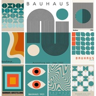 1pc Green Abstract Geometry Bauhaus Poster Poster Art Print Bar Living Room Furniture Decor