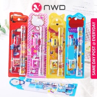 Spot Goods《 》5 In 1 Stationery Set Pencil Ruler Eraser Children Birthday Present Stationery Set NWD-