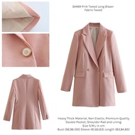 35469 Blazer Tweed Blazer Pink Long Blazer Jas Women