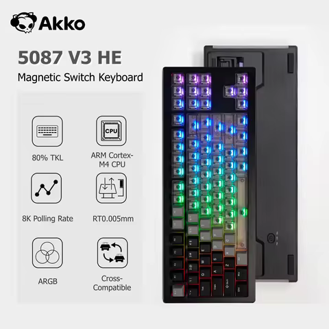 Akko 5087 V3 HE Magnetic Keyboard 80% TKL Layout Rapid Trigger 0.005mm 8K Polling Rate TypeC Wired C