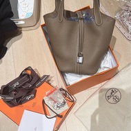 愛馬仕 Hermes picotin18 大象灰銀扣