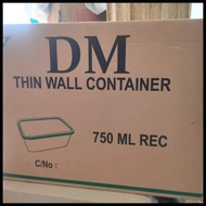1 Dus Thinwall Dm 750Ml Food Container Persegi Panjang Food Grade