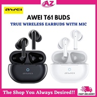 AWEI T61 Wireless Bluetooth Earbuds | Waterproof and Gaming Earbuds with Microphone | Noise Canceling Earbuds Wireless