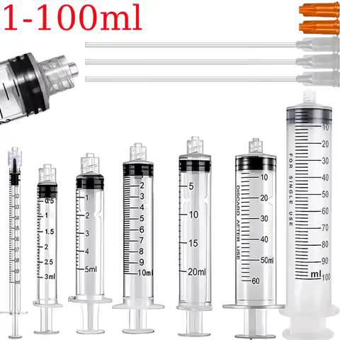 100ml Plastic Luer Lock Syringe Industrial Syringes with 4 Inch Glue Dispensing Tip and Caps for Oil