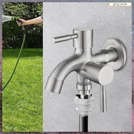 [L E U R] Double Garden Tap Stainless Steel Outside Tap Double Outlet Water Faucet Sturdy 2 Way Gard