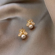 925 Silver Needle Bee Pearl Earring Stud