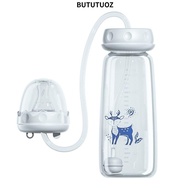 BUTUTUOZ Hands-Free Baby Bottle, Normal-Neck with Straw Brush Feeding Bottle Set, Gravity Ball Self-