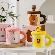Mug Karakter Line dengan Tutup Silikon dari Platefulnco