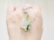 【親翠】天然翡翠 冰黃加綠三彩蓮花調整式繩鏈