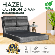 (FREE SHIPPING) ECOlux - Hazel Velvet Divan Bedframe | Bed Frame| Katil | Grey Color | High Quality Velvet Fabric