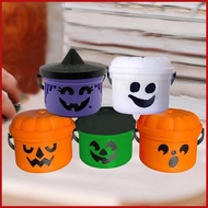 Halloween Buckets with Handle Portable Pumpkin Storage Basket Halloween Snack Basket for Kids Party 