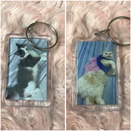 Custom gambar keychain - gambar/perkataan 2 bahagian, depan belakang
