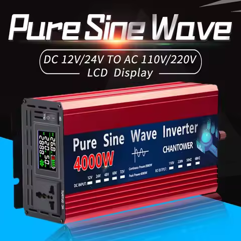 Inverter 12V 220V 2000W 3000W 4000W DC 12v/24v To AC 220v/110v Pure Sine Wave Power Supply Voltage C