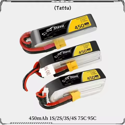Ace Tattu New Lipo Battery 7.4V 7.6V 450mAh 1S 2S 3S 4S 75C 95C with XT30 Plug Long Size RC Batterie