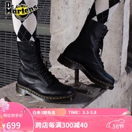 马丁（DR.MARTENS）1490 英伦风靴荔枝纹软皮黑色女款10孔马丁靴 黑色 38