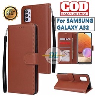 CASE SAMSUNG GALAXY A32 4G | SAMSUNG GALAXY A32 5G (NEW 2021) FLIP LEATHER CASE PREMIUM-FLIP WALLET CASE KULIT UNTUK SAMSUNG GALAXY A32 4G/5G CASING DOMPET-FLIP COVER LEATHER-SARUNG BUKU HP