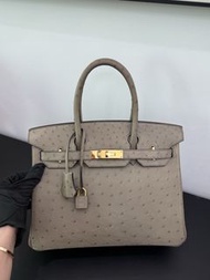 Hermes Birkin 30斑鳩灰鴕鳥皮