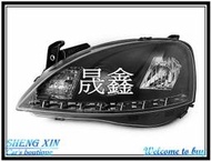 《晟鑫》全新 CORSA 歐寶 LED燈眉 魚眼 2001~2006年 銀底 黑底 R8 大燈 總成件一對