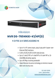 Hikvision NVR DS-7604NXI-K1/4P(D) 4-ch PoE 1U K Series AcuSense 4K
