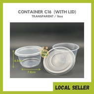 🔥READY STOCK🔥 16OZ ROUND DISPOSABLE PLASTIC FOOD CONTAINER WITH LID/ BEKAS SOUP DESSERT/ C16 PLASTIC