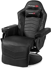 CHEFJOY Massage Gaming Chair, Reclining High Back Office Chair w/Adjustable Backrest &amp; Footrest, PU Leather Swivel Ergonomic Computer Chair w/Side Pouch &amp; Cup Holder for Adults (Black)