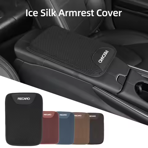 Car Ice Silk Arm Rest Protection Cushion Auto Armrests Box Cover Pad For Recaro Racing Auto Accessor