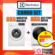 [COMBO OFFER] Electrolux 8kg EWF8024D3WC Eco Inverter Washer + 8kg Heat Pump Dryer EDH803J5WC [Optio