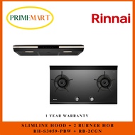 RINNAI RH-S3059-PBW SLIMLINE HOOD + RB-2CGN 2 BURNER BUILT IN HOB *BUNDLE DEAL* - 1 YEAR WARRANTY