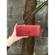 Japanese engraved wooden long wallet