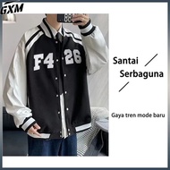 Varsity Baseball Jacket Men's Baseball Jacket Button-Down Men's Trendy Black Coat Jacket