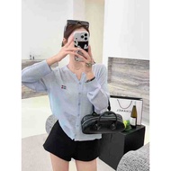 2618-3YC-Linen Tencel Summer Casual Style Knitted Female V-Neck Long-Sleeved Love Embroidery All-Mat