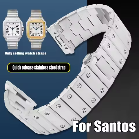 For Cartier Santos steel Watch strap WSSA0010 WSSA0009/0018 Sandoz New Watchband Quick Release stain